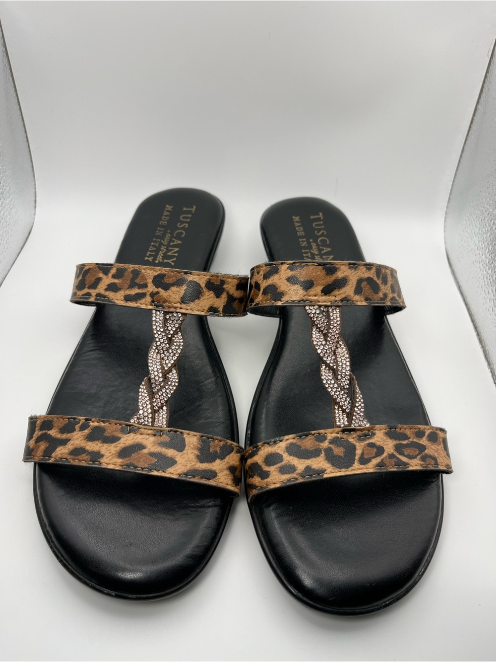 Tuscany- Easy Street Made in Italy Leopard Print Slide Sandals - Women’s 9